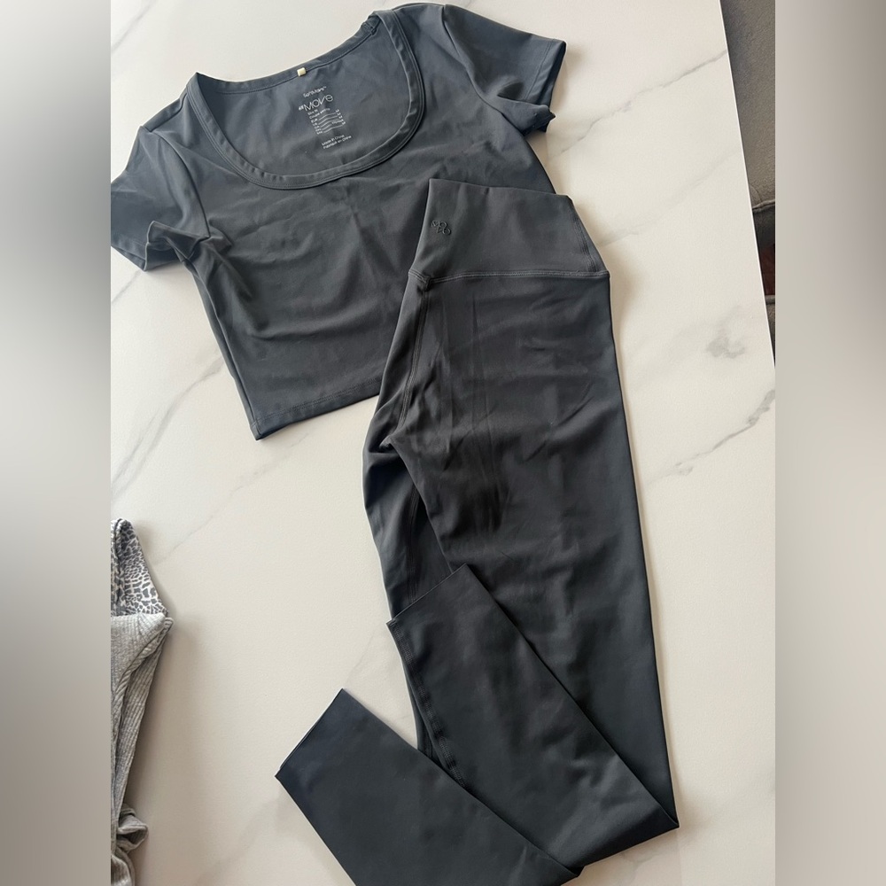 H&M Leggings&Crop Set Dark Gray